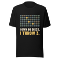 I Own 60 Discs. I Throw 3. - Bella+Canvas 3001 Black front