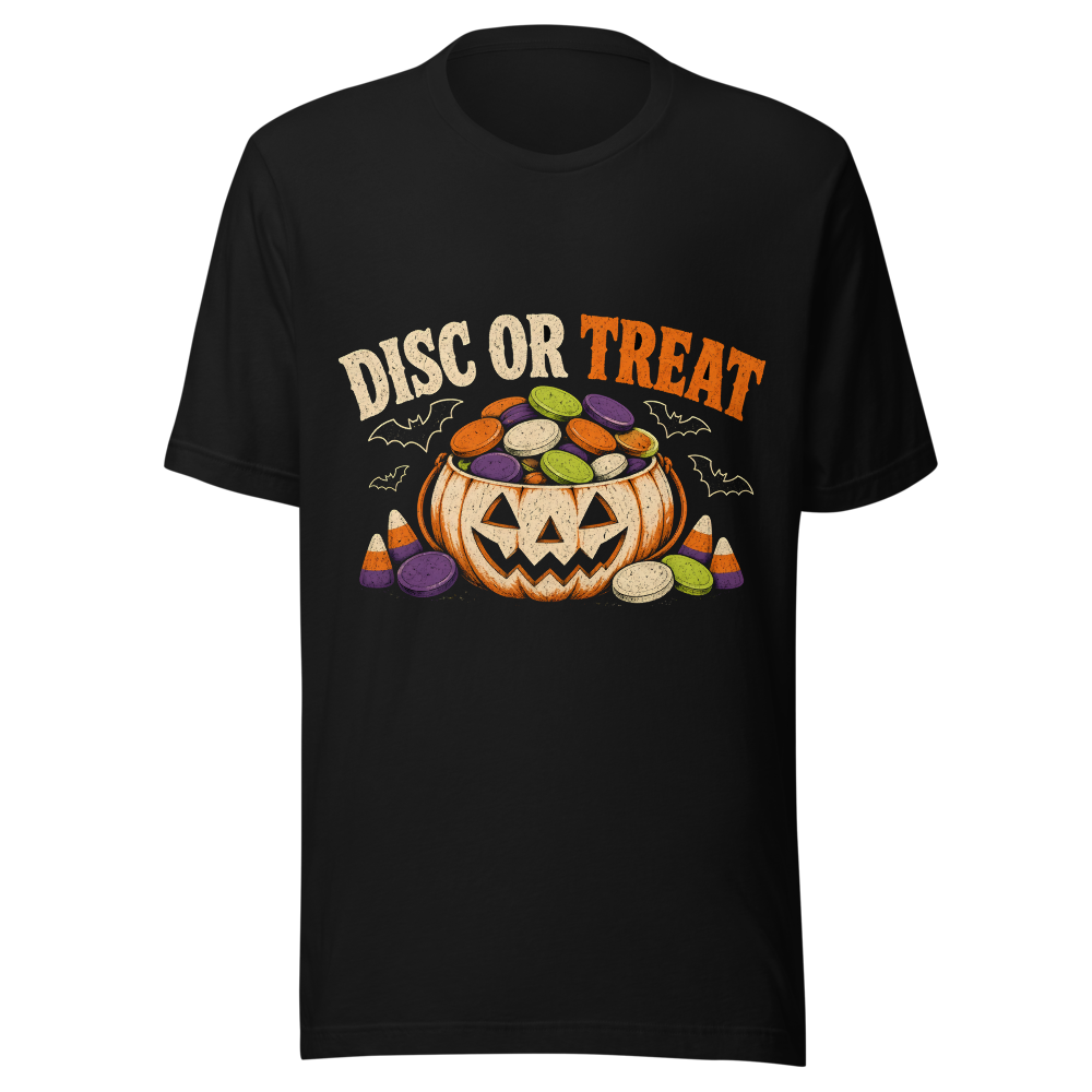 DG-H01 Disc or Treat - Bella+Canvas 3001 Black front