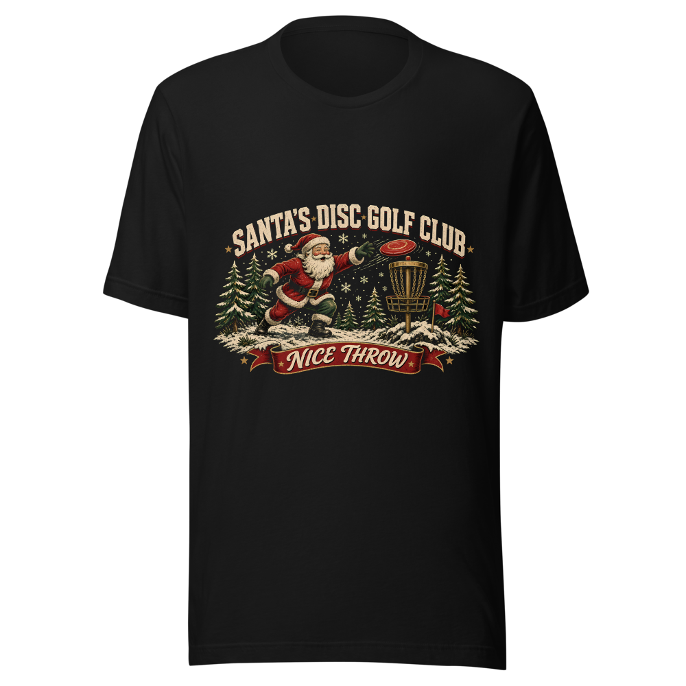 DG-H02 Santa's Disc Golf Club - Bella+Canvas 3001 Black front