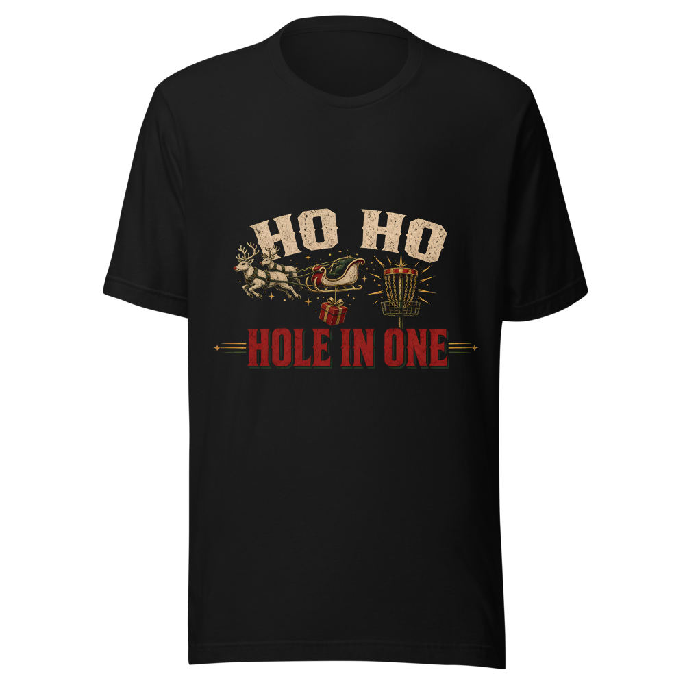 DG-H04 Ho Ho Hole in One - Bella+Canvas 3001 Black front