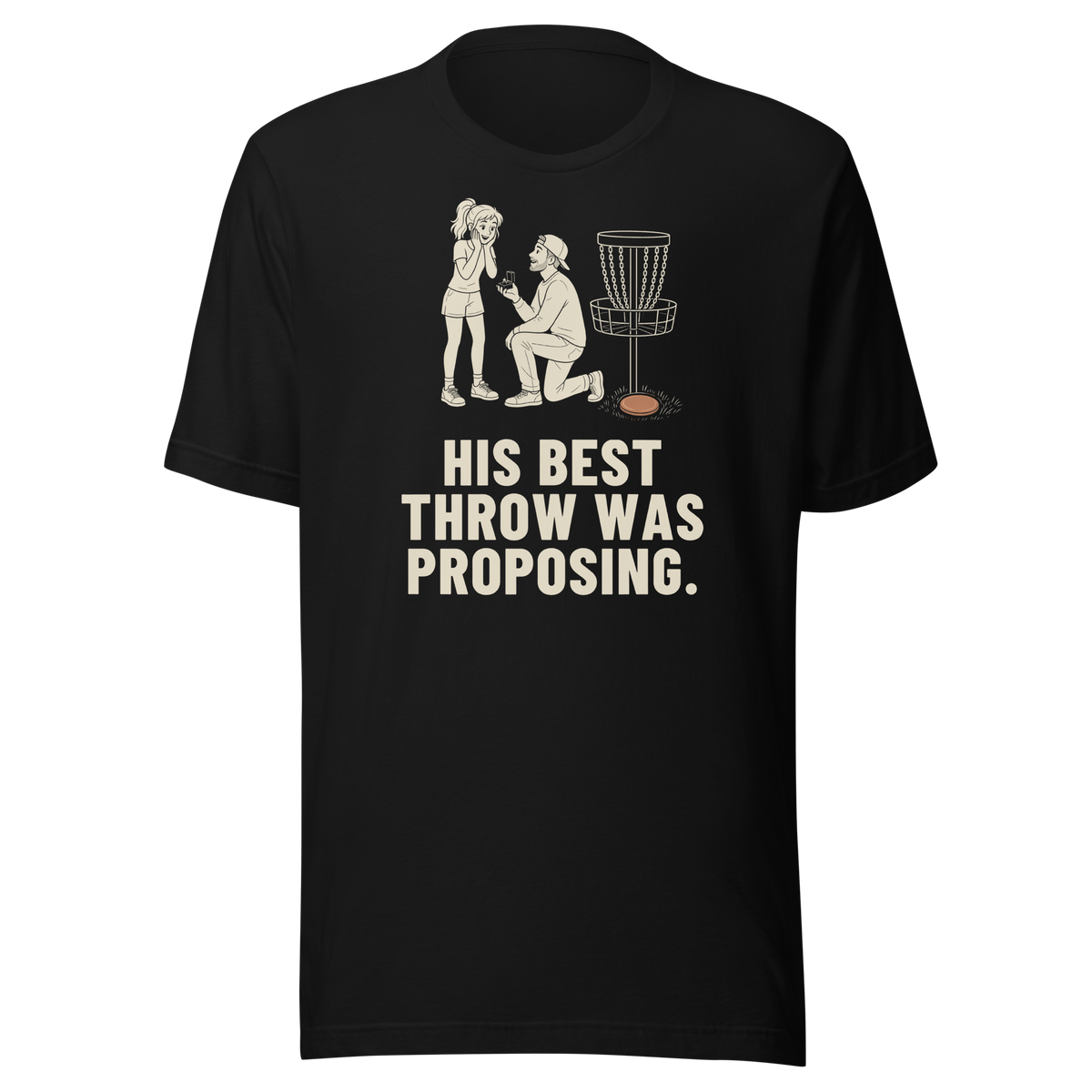 His Best Throw Was Proposing - Bella+Canvas 3001 Black front