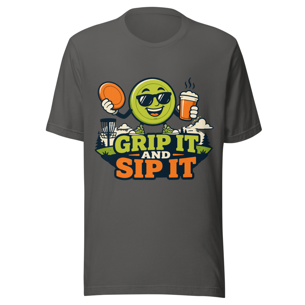 Grip It and Sip It - Bella+Canvas 3001 Asphalt front