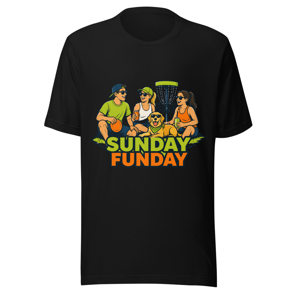 Sunday Funday Card — Bella+Canvas 3001 Black front