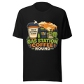 Gas Station Coffee Round — Bella+Canvas 3001 Black front