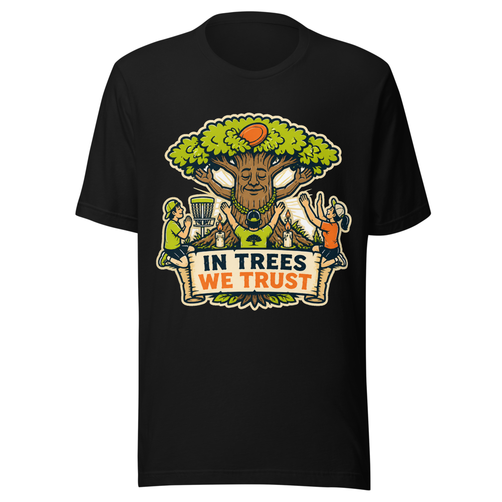 In Trees We Trust — Bella+Canvas 3001 Black front
