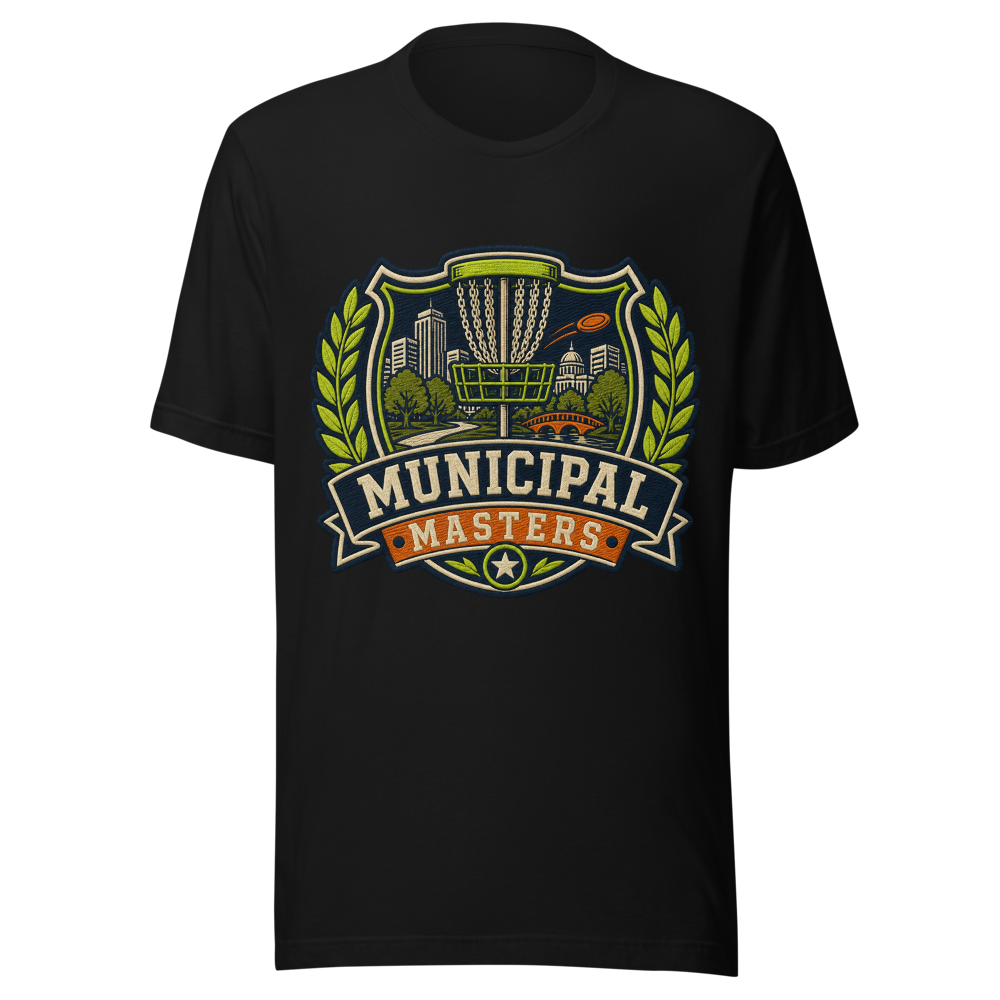 Municipal Masters Crest — Bella+Canvas 3001 Black front