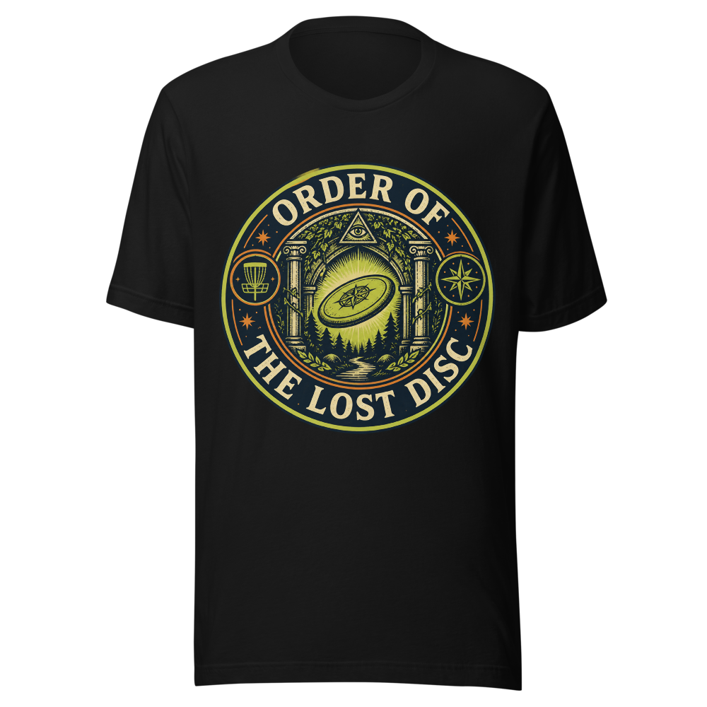 Order of the Lost Disc — Bella+Canvas 3001 Black front