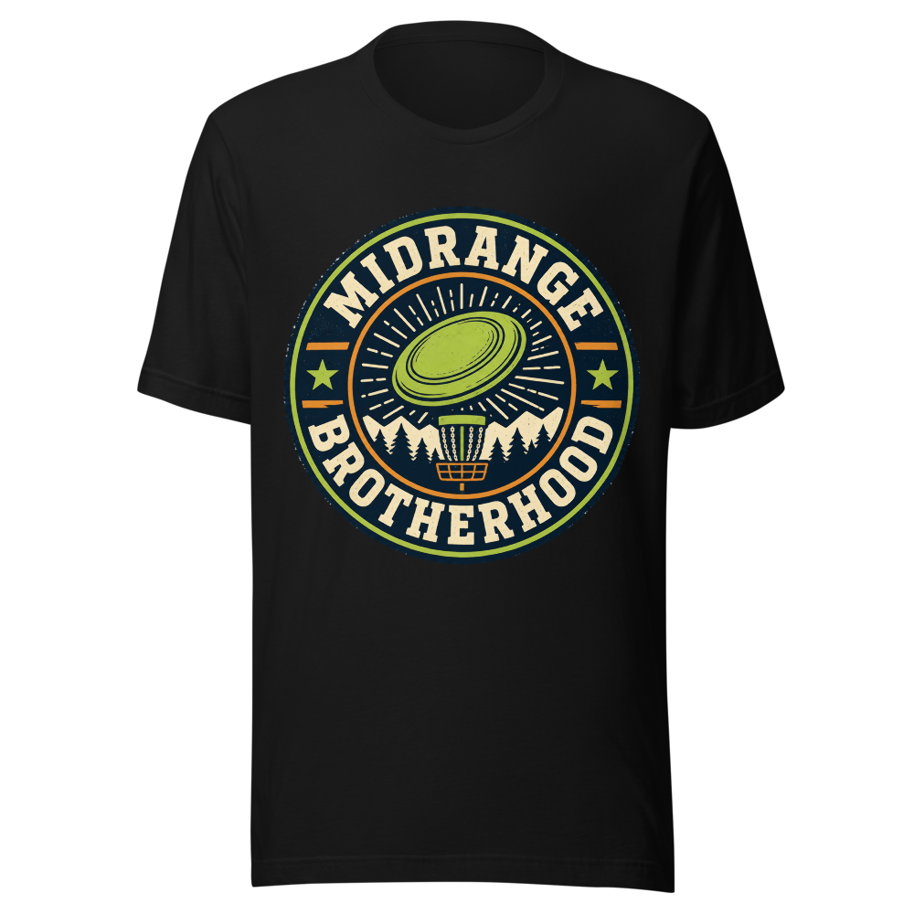 Midrange Brotherhood Seal — Bella+Canvas 3001 Black front
