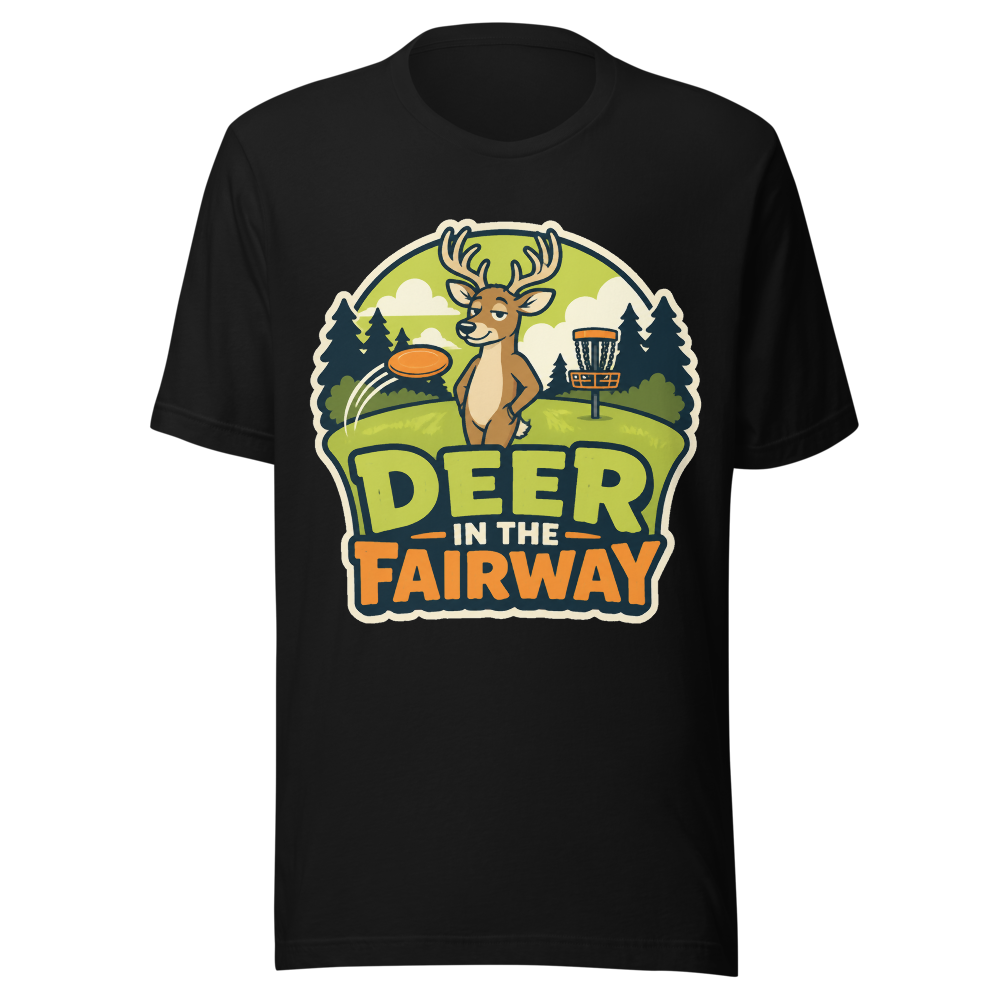 Deer in the Fairway — Bella+Canvas 3001 Black front
