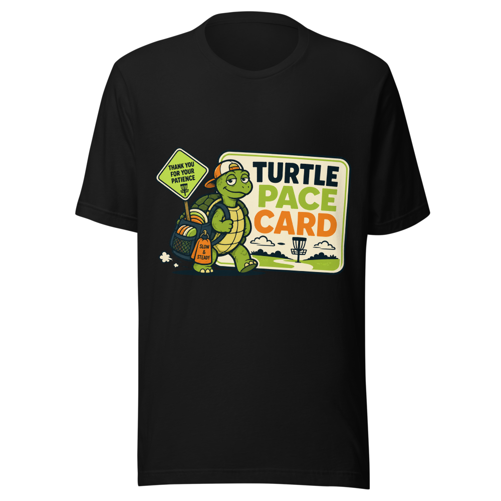 Turtle Pace Card — Bella+Canvas 3001 Black front