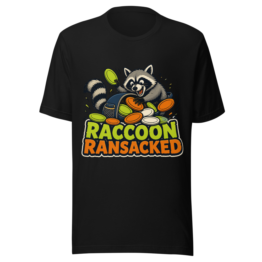 Raccoon Ransacked Bag — Bella+Canvas 3001 Black front