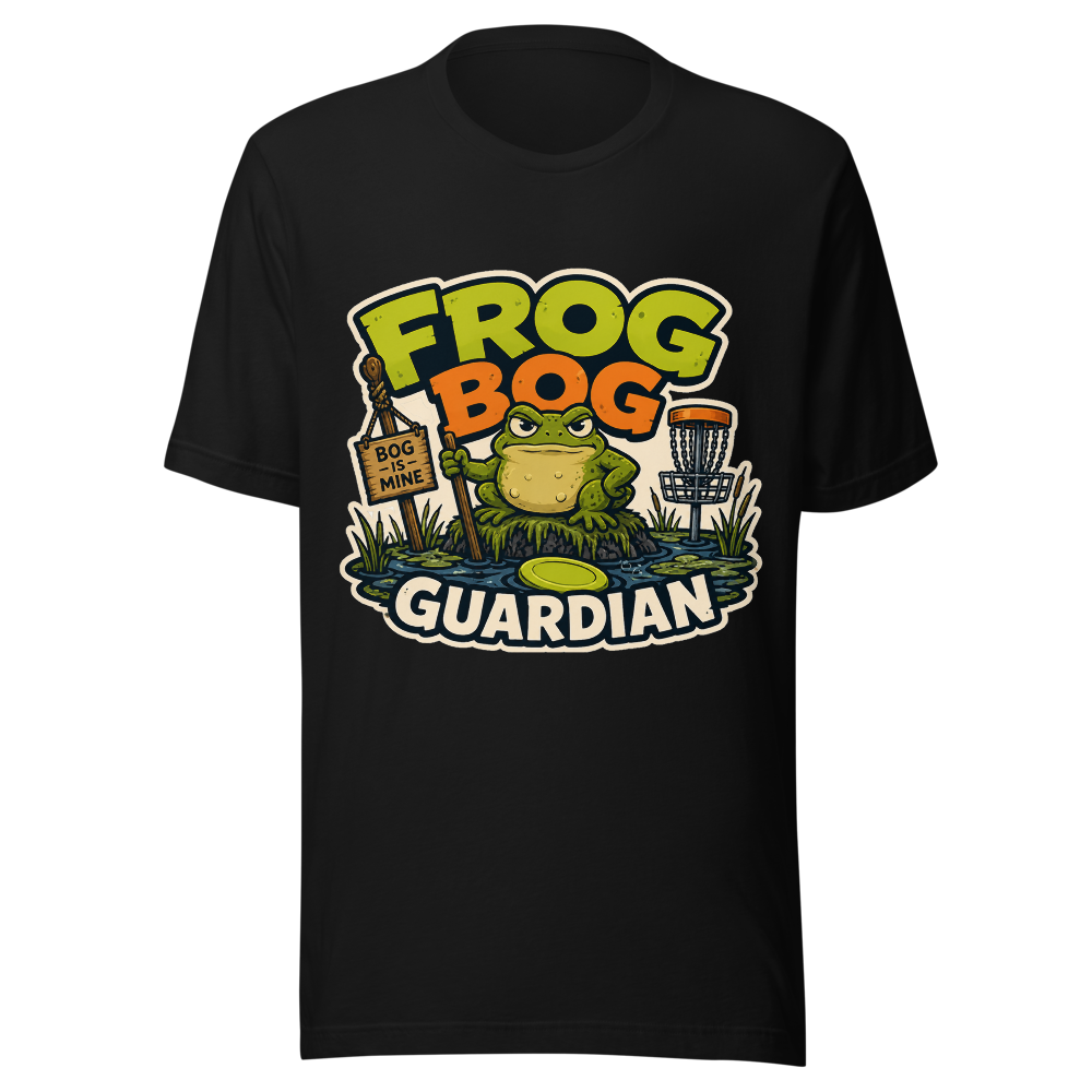 Frog Bog Guardian — Bella+Canvas 3001 Black front
