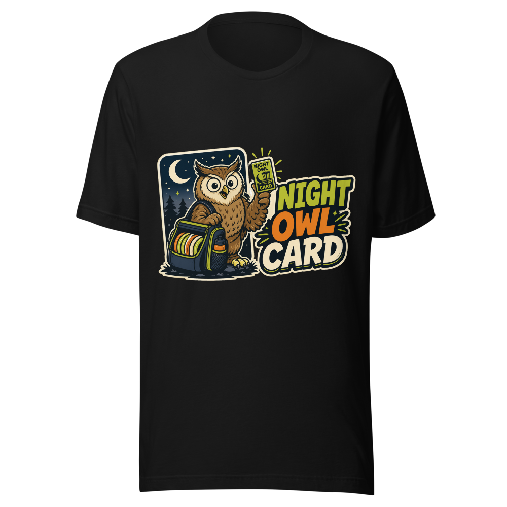 Night Owl Card — Bella+Canvas 3001 Black front