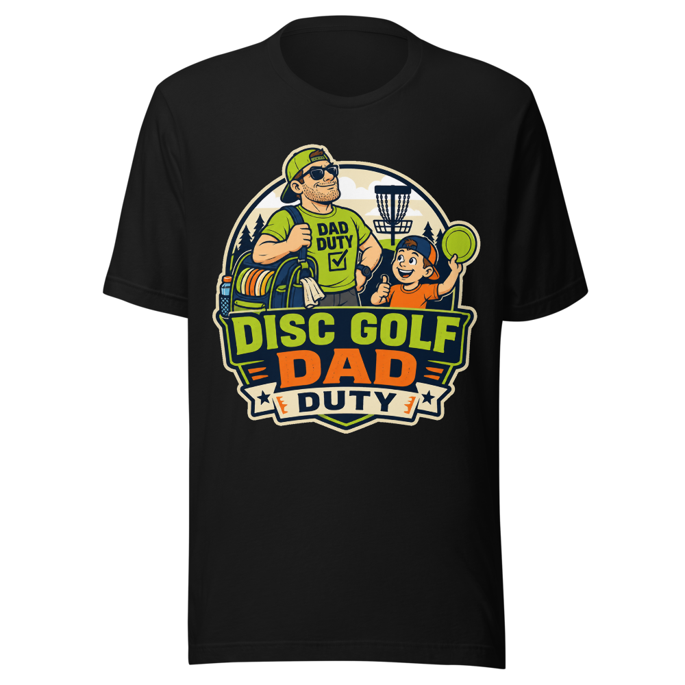 Disc Golf Dad Duty — Bella+Canvas 3001 Black front