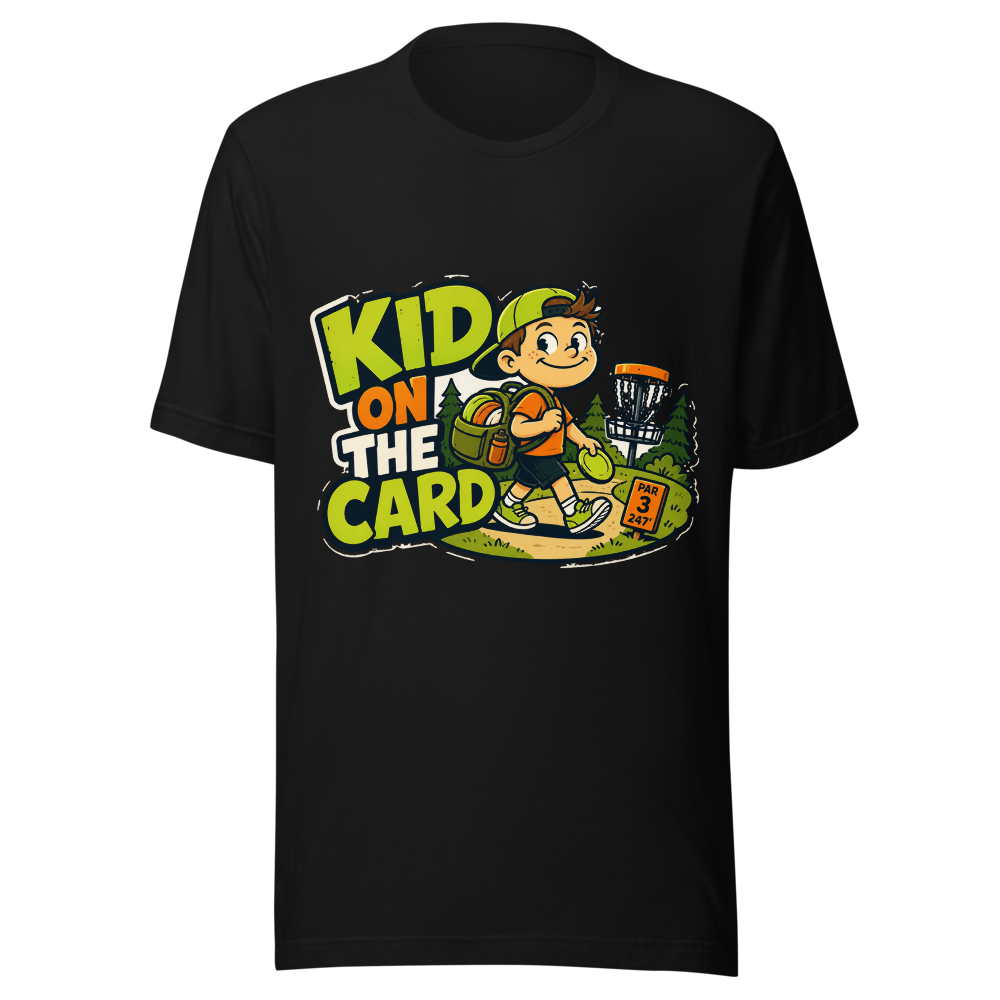Kid on the Card — Bella+Canvas 3001 Black front