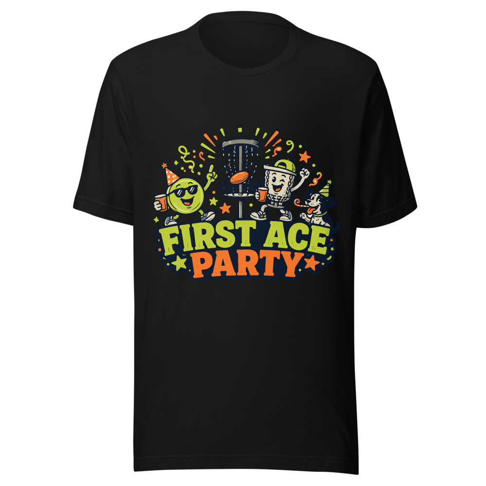 First Ace Party — Bella+Canvas 3001 Black front