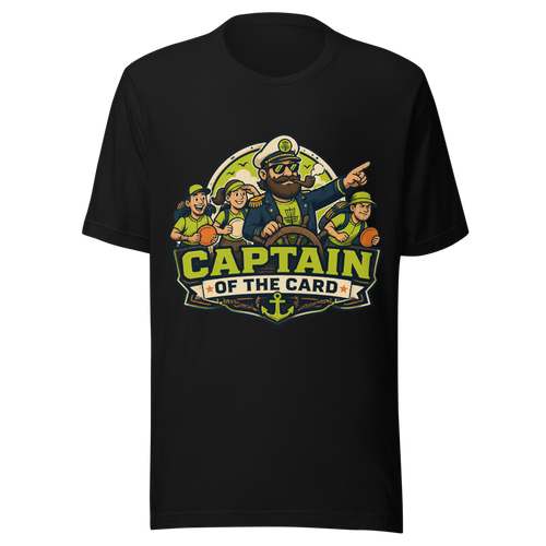 Captain of the Card — Bella+Canvas 3001 Black front