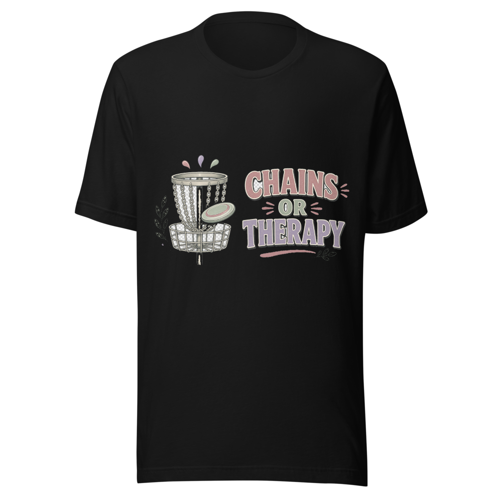 Chains Or Therapy — Bella+Canvas 3001 Black front