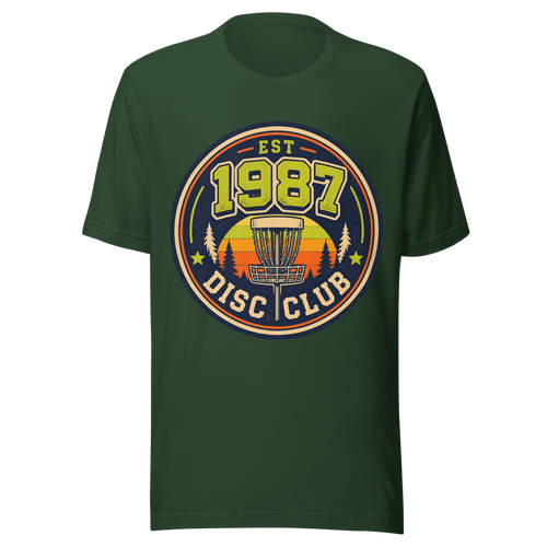 1987 Disc Club Badge - Bella+Canvas 3001 Forest front